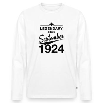100th Birthday Legendary since September 1924 - Men's Premium Organic Long Sleeve Shirt - white - Front - Nico (187cm)