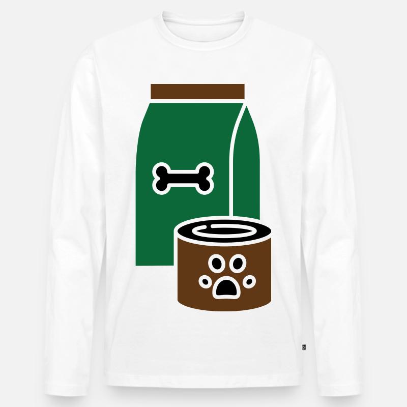 Hundefutter - Männer Premium Bio Langarmshirt - Weiß