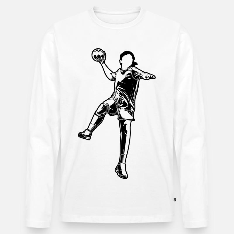 Handball Mädchen - Männer Premium Bio Langarmshirt - Weiß