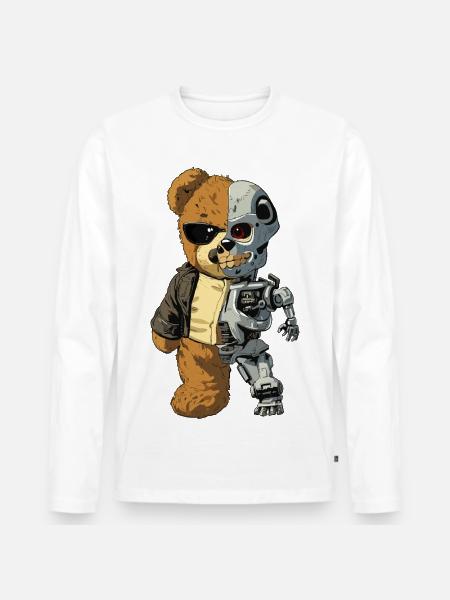 Bear Robot Cyborg - Men's Premium Organic Long Sleeve Shirt - white