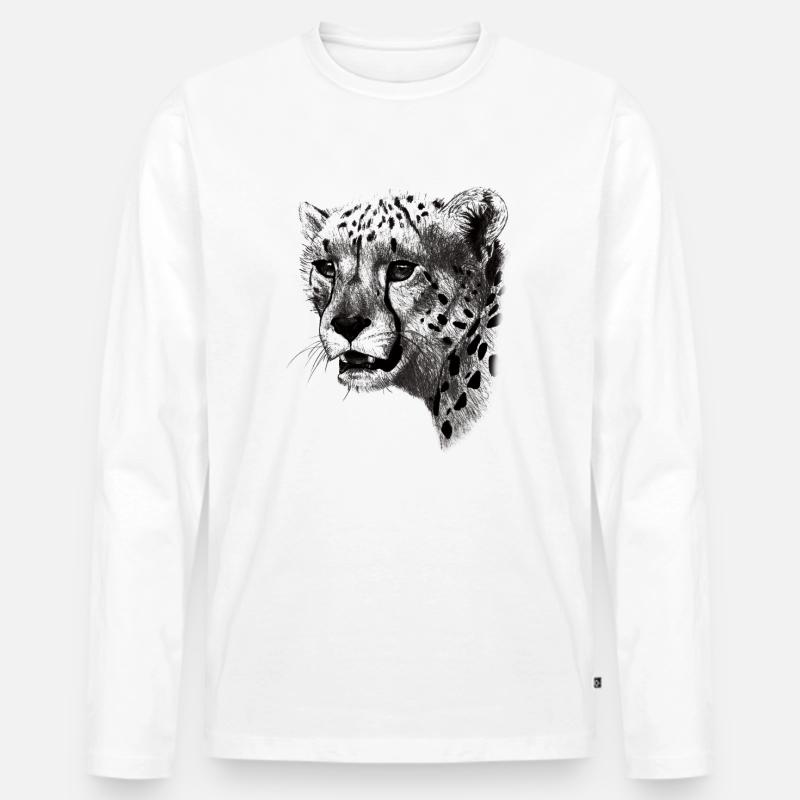 Gepardengesicht - Männer Premium Bio Langarmshirt - Weiß