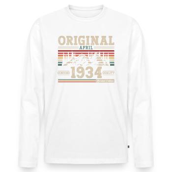 90e anniversaireHomme Original Avril Vintage 1934 - T-shirt manches longues Premium bio Homme - blanc - Devant - Nico (187cm)