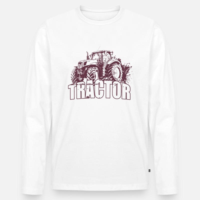 Traktor - Männer Premium Bio Langarmshirt - Weiß