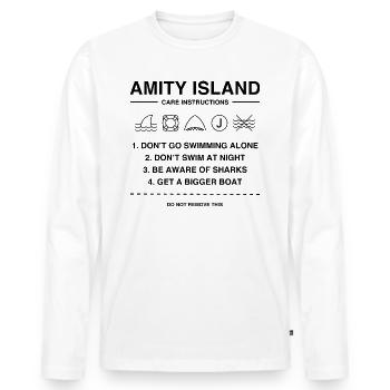 Jaws Amity Island Beach Instructions - Men's Premium Organic Long Sleeve Shirt - white - Front - Nico (187cm)