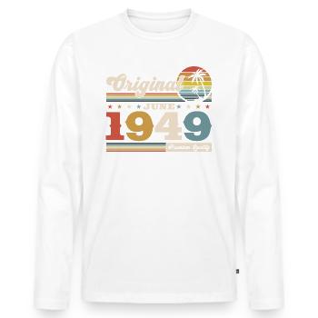 Légende Juin 1949 Millésime 1949 Anniversaire 1949 - T-shirt manches longues Premium bio Homme - blanc - Devant - Nico (187cm)