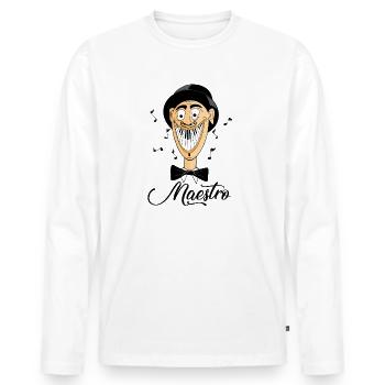 Maestro – Musik mit einem Lächeln - Männer Premium Bio Langarmshirt - Weiß - Vorne - Nico (187cm)