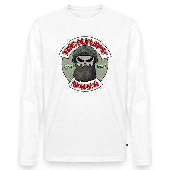 Beardy Boys Patch - Männer Premium Bio Langarmshirt - Weiß - Vorne - Nico (187cm)