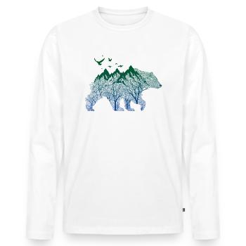 Ours Nature Montagnes Forêt Montagnes Sauvage fraîche - T-shirt manches longues Premium bio Homme - blanc - Devant - Nico (187cm)