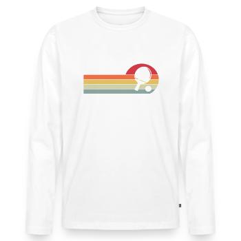 Old Schmetterhand Tischtennis Geschenk Retro Style - Männer Premium Bio Langarmshirt - Weiß - Vorne - Nico (187cm)