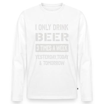 Je ne bois que de la bière - T-shirt manches longues Premium bio Homme - blanc - Devant - Nico (187cm)