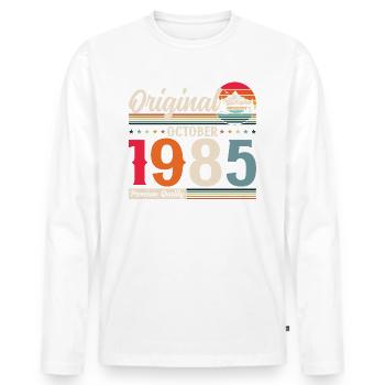 39ème Anniversaire Millésime Octobre 1985 Cru 85 - T-shirt manches longues Premium bio Homme - blanc - Devant - Nico (187cm)
