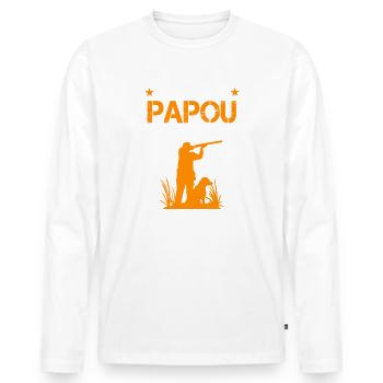 Je suis un Papou Chasseur - T-shirt manches longues Premium bio Homme - blanc - Devant - Nico (187cm)