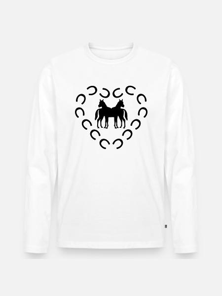 empreintes cheval coeur - T-shirt manches longues Premium bio Homme - blanc