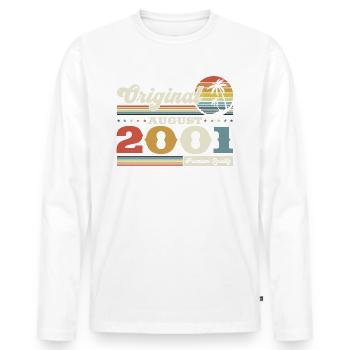 22nd Birthday Man Original August Vintage 2001 - Men's Premium Organic Long Sleeve Shirt - white - Front - Nico (187cm)