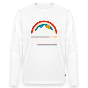44ème Anniversaire Légende Octobre 1980 Vintage 80's - T-shirt manches longues Premium bio Homme - blanc - Devant - Nico (187cm)