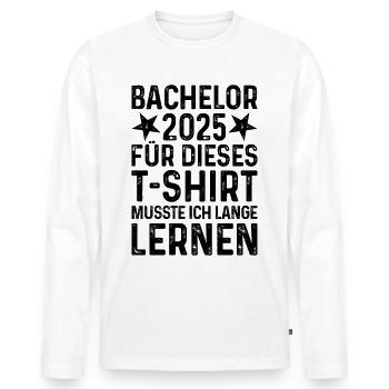 Bachelor 2025 - Männer Premium Bio Langarmshirt - Weiß - Vorne - Nico (187cm)
