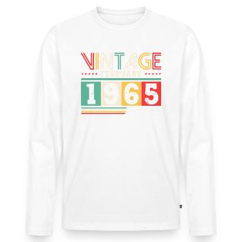 60. Geburtstag Geschenk Mann Vintage Februar 1965 - Männer Premium Bio Langarmshirt - Weiß - Vorne - Nico (187cm)