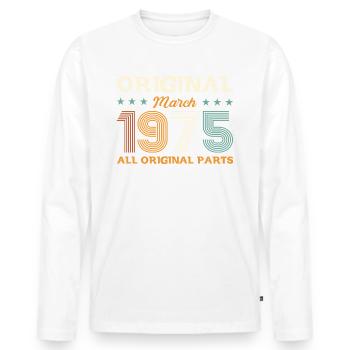 50th Birthday Gift Husband Original March 1975 - Men's Premium Organic Long Sleeve Shirt - white - Front - Nico (187cm)