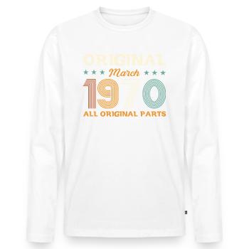 55ème anniversaire cadeau mari Original mars 1970 - T-shirt manches longues Premium bio Homme - blanc - Devant - Nico (187cm)