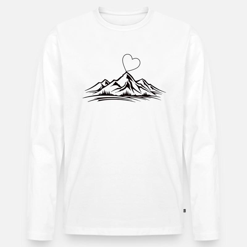 Herz Berg - Männer Premium Bio Langarmshirt - Weiß