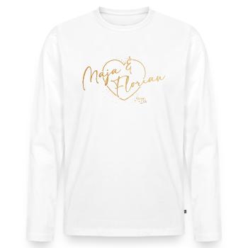 Sturm der Liebe Traumpaar Maja & Florian - Männer Premium Bio Langarmshirt - Weiß - Vorne - Nico (187cm)