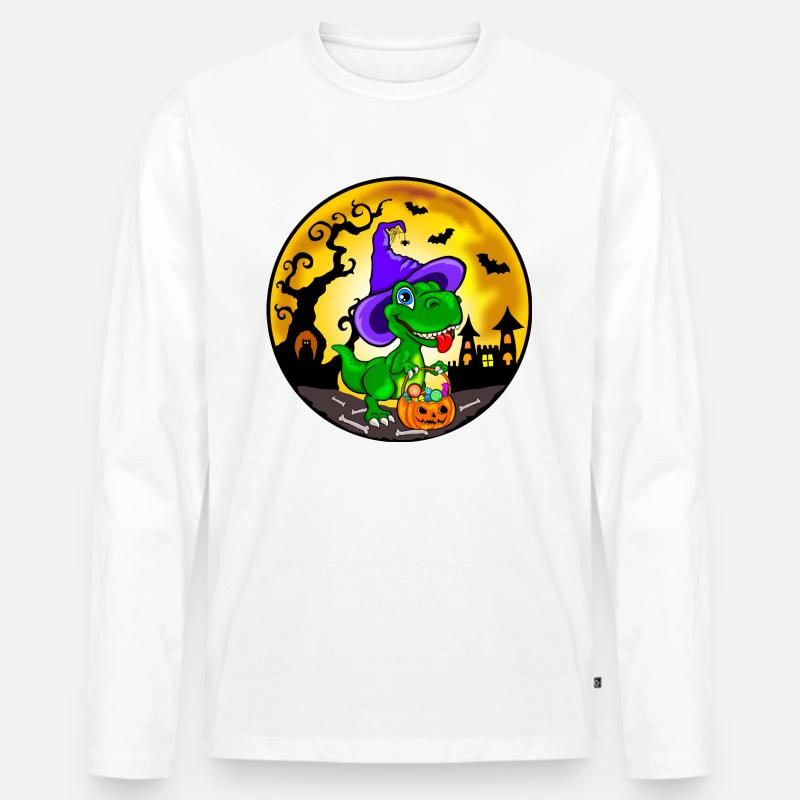 T-Rex Halloween - Dinosaurier Halloween - Männer Premium Bio Langarmshirt - Weiß