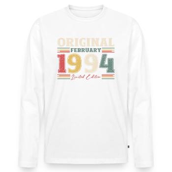 30. Geburtstag Vintage Februar Jahrgang 1994 - Männer Premium Bio Langarmshirt - Weiß - Vorne - Nico (187cm)