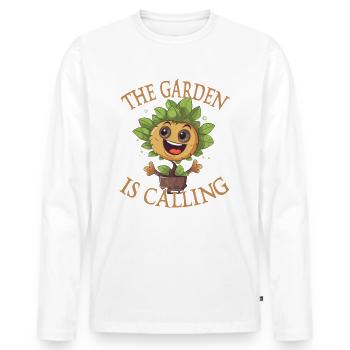 The Garden Is Calling Funny Garden Lovers - Men's Premium Organic Long Sleeve Shirt - white - Front - Nico (187cm)