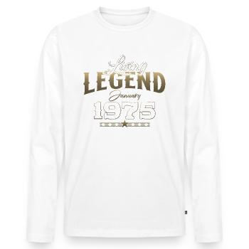 50th Birthday Original January 1975 Volume 75 - Men's Premium Organic Long Sleeve Shirt - white - Front - Nico (187cm)