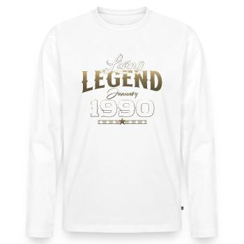35ème Anniversaire Original Janvier 1990 Millésime 90's - T-shirt manches longues Premium bio Homme - blanc - Devant - Nico (187cm)