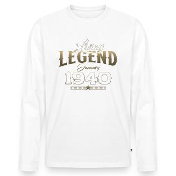 85. Geburtstag Legendär seit Januar Jahrgang 1940 - Männer Premium Bio Langarmshirt - Weiß - Vorne - Nico (187cm)