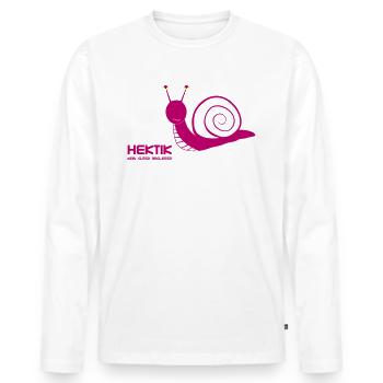 Hektik kein guter Begleiter - Männer Premium Bio Langarmshirt - Weiß - Vorne - Nico (187cm)