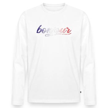 Bonjour - T-shirt manches longues Premium bio Homme - blanc - Devant - Nico (187cm)