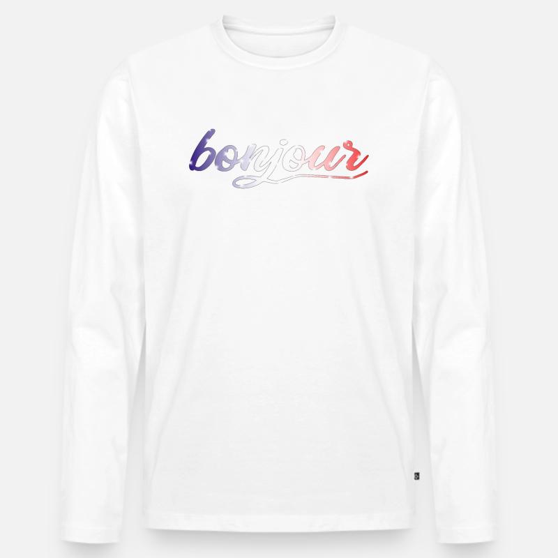 Bonjour - Männer Premium Bio Langarmshirt - Weiß