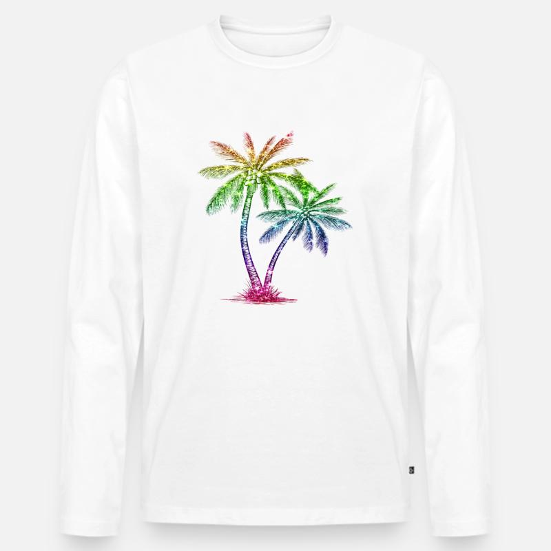 Glitzer Palme - Männer Premium Bio Langarmshirt - Weiß