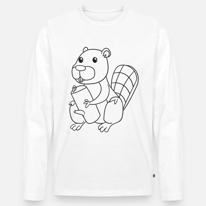 Biber, Nagetiere, Geschenk, Geschenkidee - Männer Premium Bio Langarmshirt - Weiß