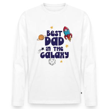 Bester Vater in der Galaxis - Männer Premium Bio Langarmshirt - Weiß - Vorne - Nico (187cm)