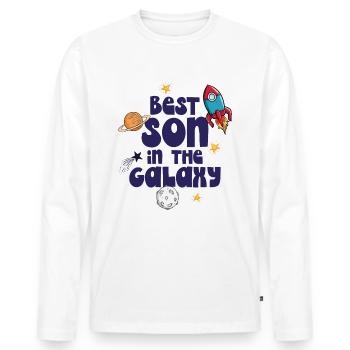 Bester Sohn der Galaxis - Männer Premium Bio Langarmshirt - Weiß - Vorne - Nico (187cm)
