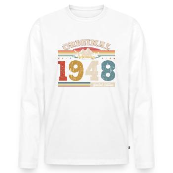 77ème anniversaire cadeau mari Original février 1948 - T-shirt manches longues Premium bio Homme - blanc - Devant - Nico (187cm)