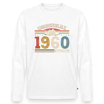 65th Birthday Gift Man Original February 1960 - Men's Premium Organic Long Sleeve Shirt - white - Front - Nico (187cm)