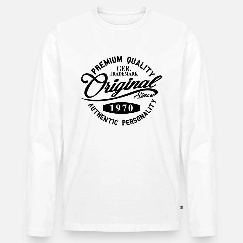 Original Since 1970 Handwriting Premium Quality - Männer Premium Bio Langarmshirt - Weiß