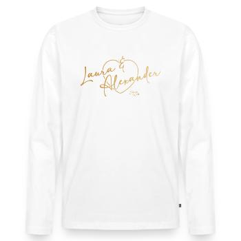Sturm der Liebe Traumpaar Laura & Alexander - Männer Premium Bio Langarmshirt - Weiß - Vorne - Nico (187cm)
