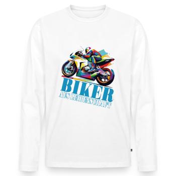 Motorrad Motorradfahrer Biker aus Leidenschaft - Männer Premium Bio Langarmshirt - Weiß - Vorne - Nico (187cm)