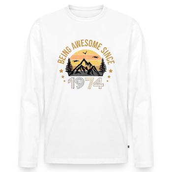 Being Awesome Since 1974 - Geschenkidee - Männer Premium Bio Langarmshirt - Weiß - Vorne - Nico (187cm)