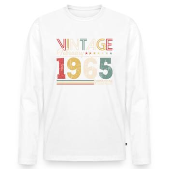 60. Geburtstag Geschenk Mann Original Februar 1965 - Männer Premium Bio Langarmshirt - Weiß - Vorne - Nico (187cm)