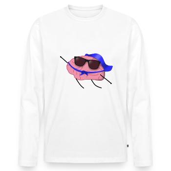 cerveau - T-shirt manches longues Premium bio Homme - blanc - Devant - Nico (187cm)