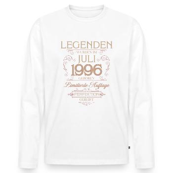 29ème Anniversaire Légende Juillet Millésime 1996 - T-shirt manches longues Premium bio Homme - blanc - Devant - Nico (187cm)