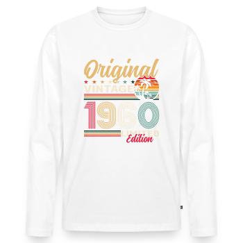 65. Geburtstag Original Jahrgang 1960 - Männer Premium Bio Langarmshirt - Weiß - Vorne - Nico (187cm)