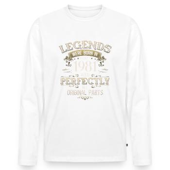 44e anniversaire Légende August Né en 1981 - T-shirt manches longues Premium bio Homme - blanc - Devant - Nico (187cm)