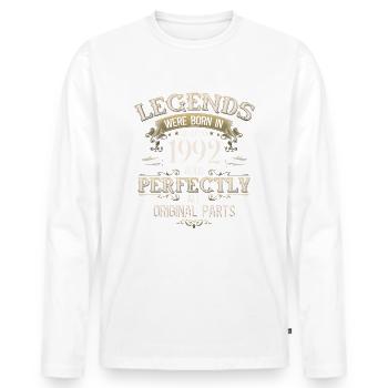 Cadeau 33ème Anniversaire Légende Septembre 1992 - T-shirt manches longues Premium bio Homme - blanc - Devant - Nico (187cm)